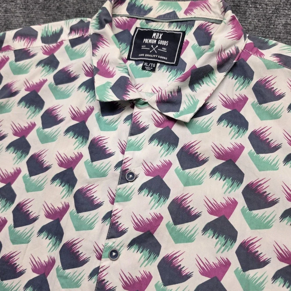 MBX Premium Goods Mens XL Short Sleeve Button Up Shirt Abstract Geometric Print
